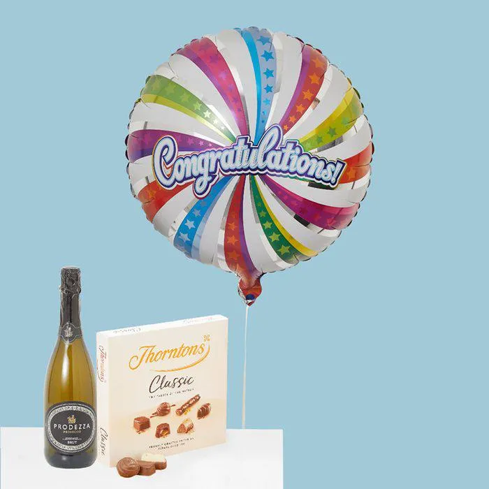 Congratulations Balloon, Fizz & Chocolates Set
