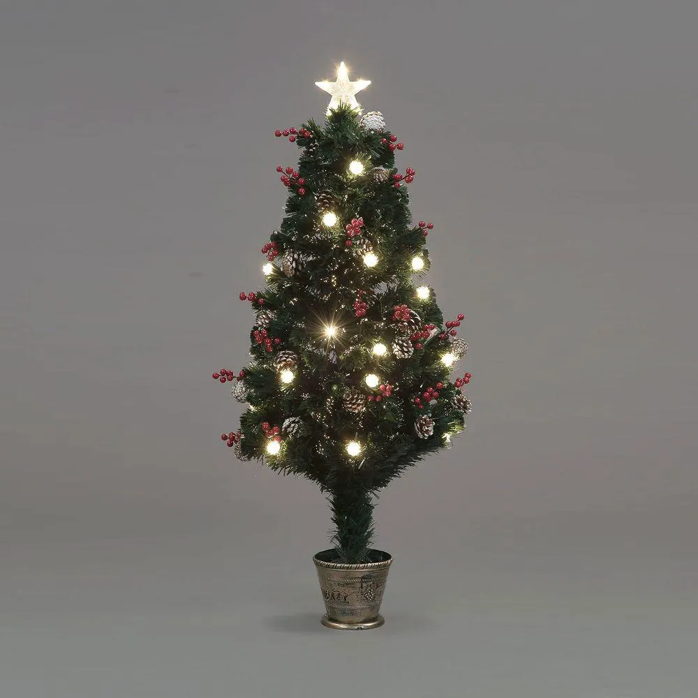 Fibre Optic 120cm Winter Berry Tree 22 Warm White LEDs