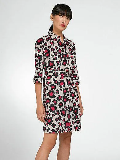 Shirt dress with leopard skin print