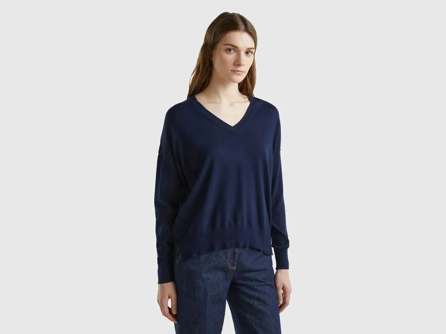 V-neck sweater in Modal® blend