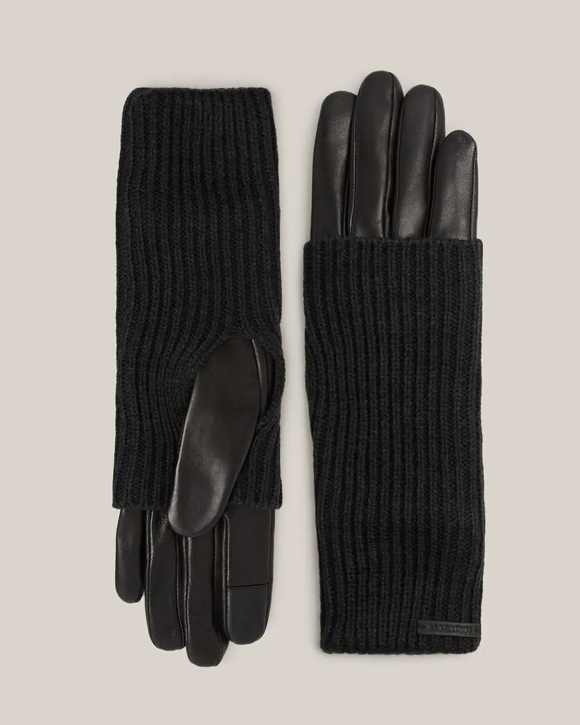 Zoya Extendable Knit Cuff Leather Gloves