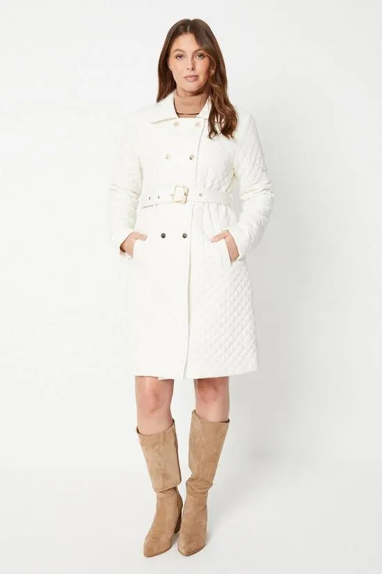 Mini Diamond Hardware Detail Quilted Coat