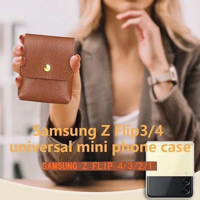 Phone Case For Samsung Galaxy Handbag Purse Z Flip 4/3/2 Magnetic With Card Holder Magnetic Flip Solid Colored TPU Metal PU Leather
