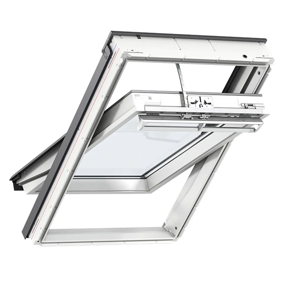 VELUX GGU Roof Window – Electric, Centre-pivot, White Maintenance-free