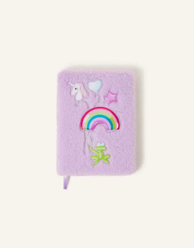 Girls Balloon Faux Fur Notebook