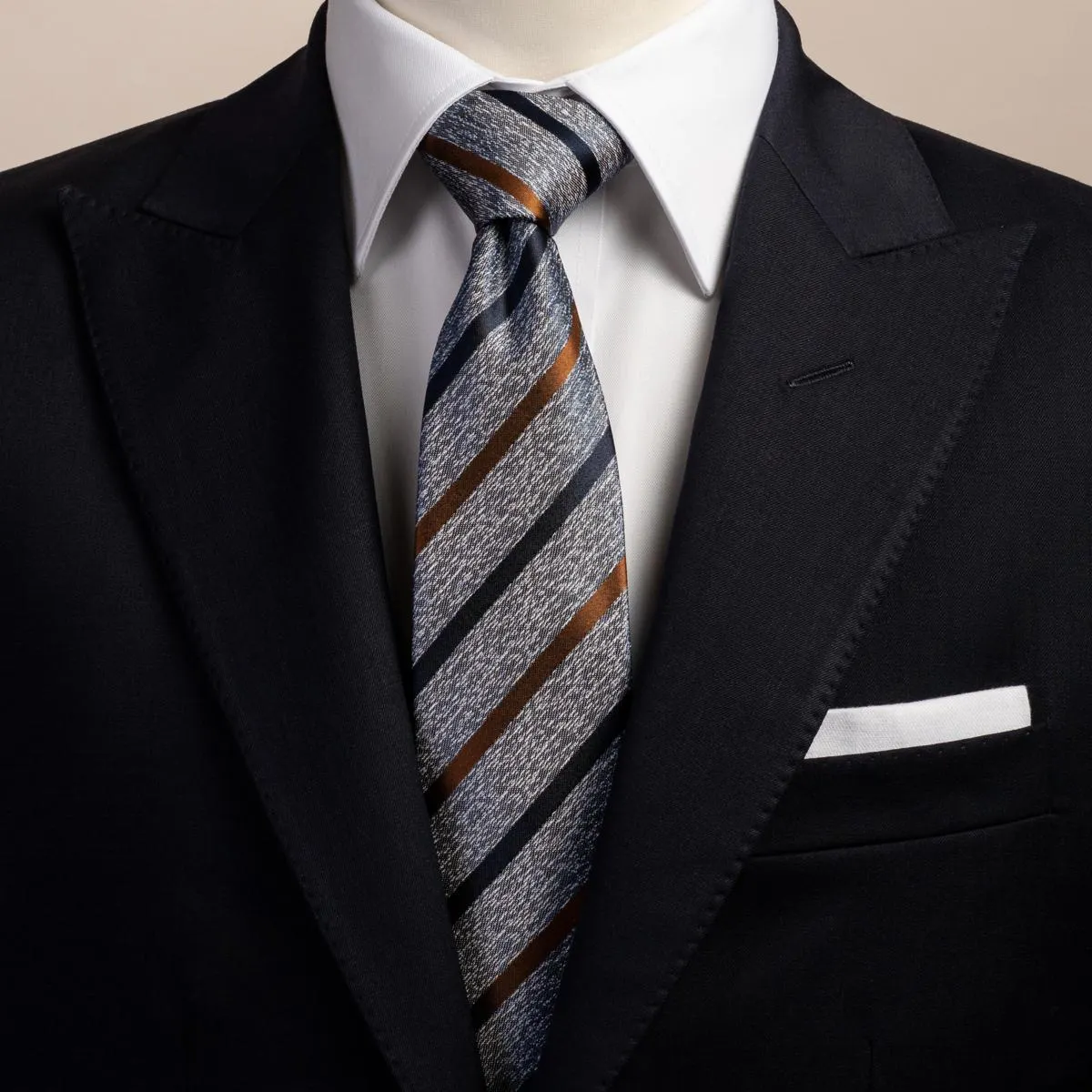 Striped blue silk tie