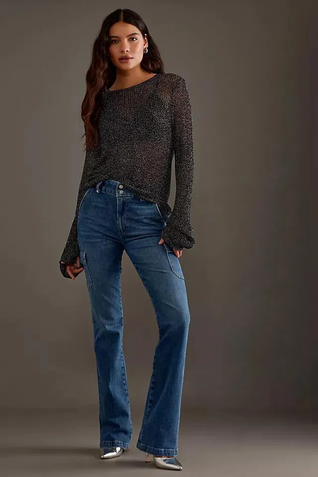 Paige Dion Mid-Rise Straight-Leg Cargo Jeans