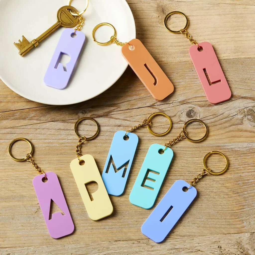 Pastel Initial Acrylic Keyring Gift