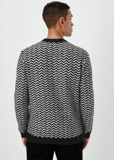 Black Zig Zag Print Sweatshirt - Extra Large