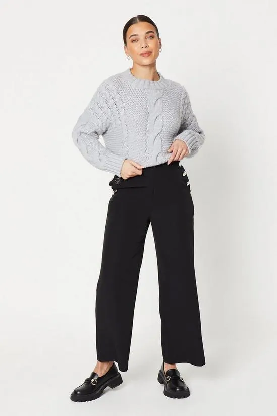 Petite Military Wide Leg Trouser