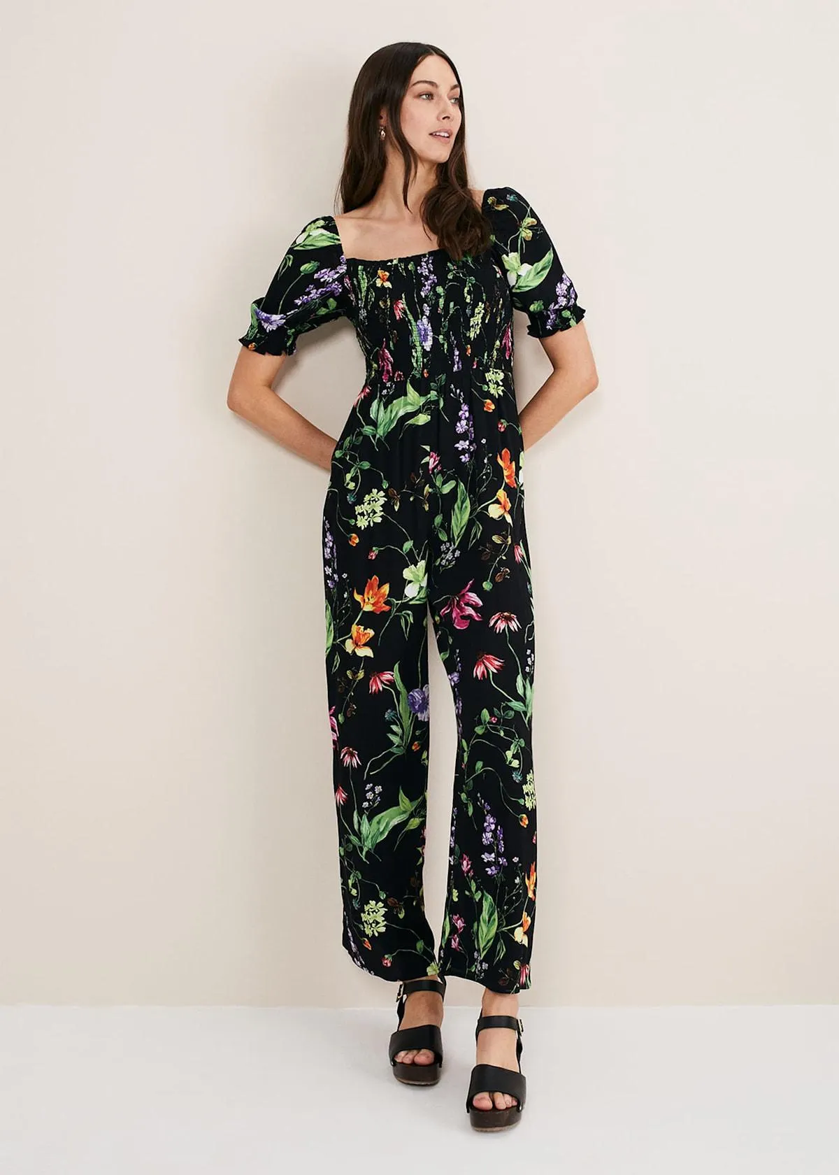 Zaylah Floral Shirred Waist Jumpsuit