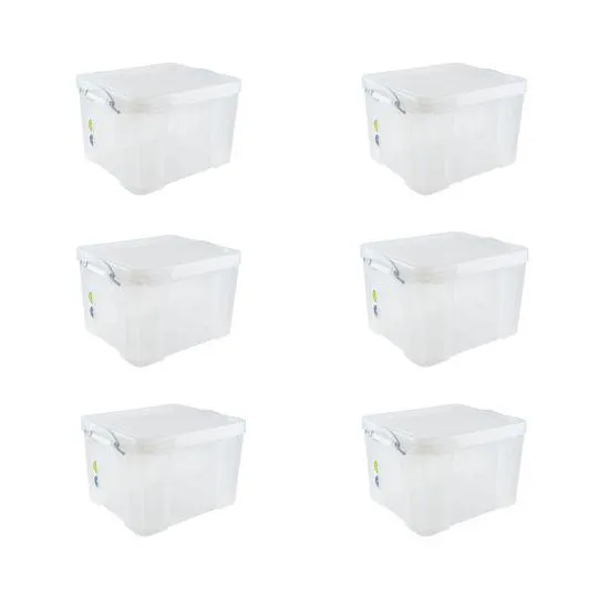 Really Useful Storage Box 35 Litre with White Handles Pack of 6