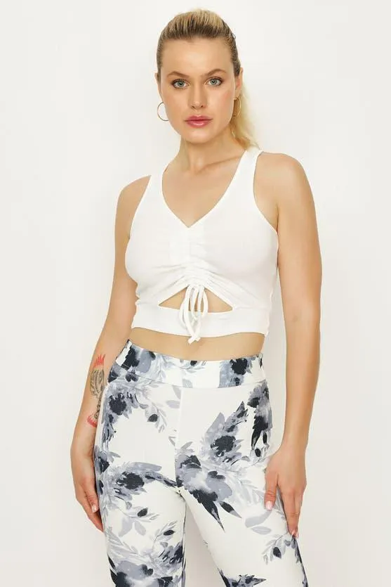Ivory V Neck Ruched Front Vest