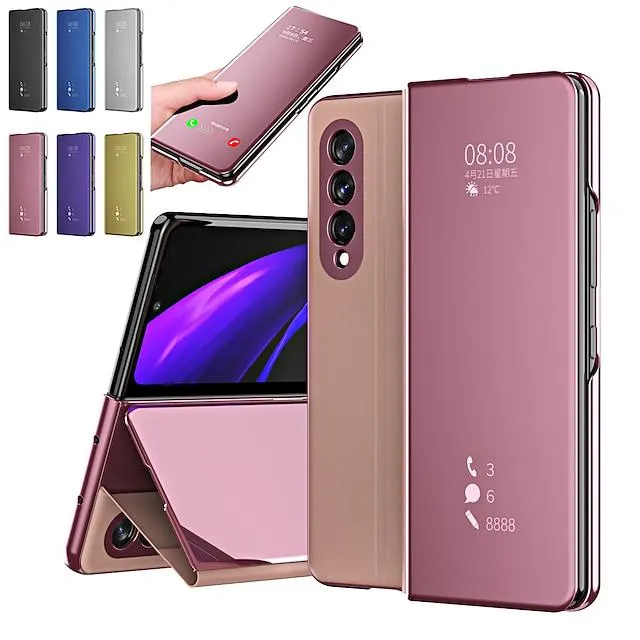Phone Case For Samsung Galaxy Flip Z Fold 4 Z Fold 3 Bumper Frame Magnetic Full Body Protective Solid Colored PC Metal