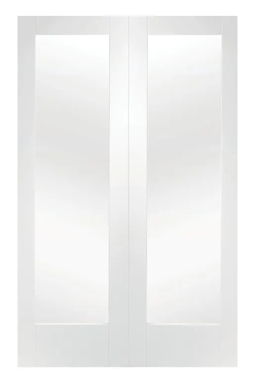 Wickes Fully Glazed MDF Winrow White Rebated Internal Door Pair - 1981 mm