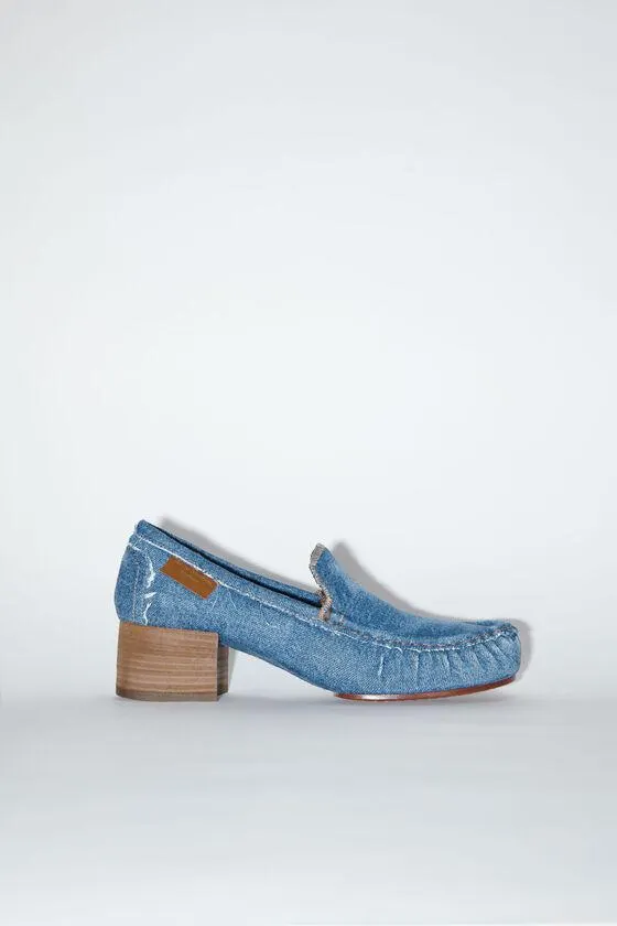 Heeled denim loafers