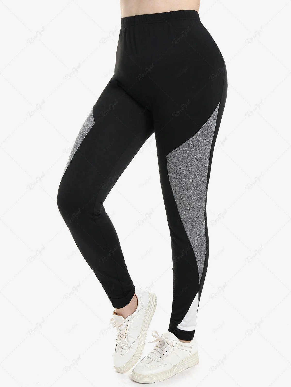 Plus Size Colorblock Skinny Leggings - M | Us 10