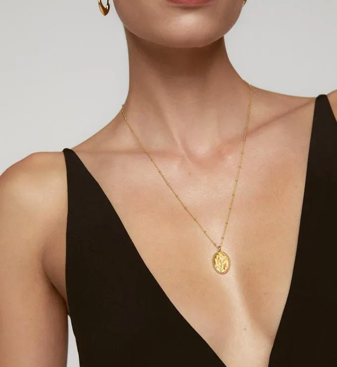 Deia Oval Fine Beaded Chain Necklace