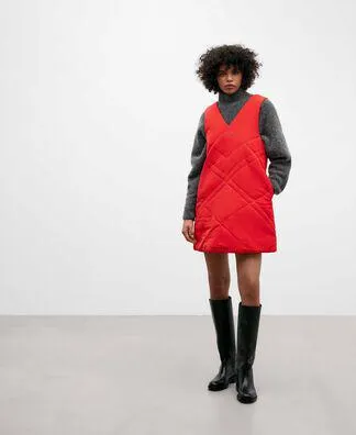 Red polyester pinafore for women