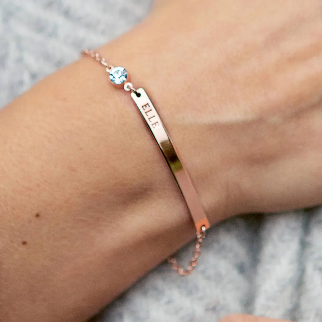 Personalised Birthstone And Bar Bracelet