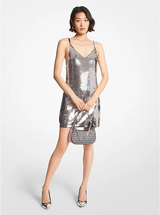 Sequined Mesh Tank Dress