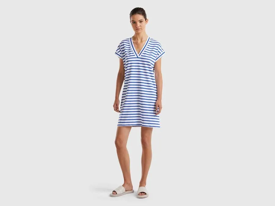 Striped dress with V-neck