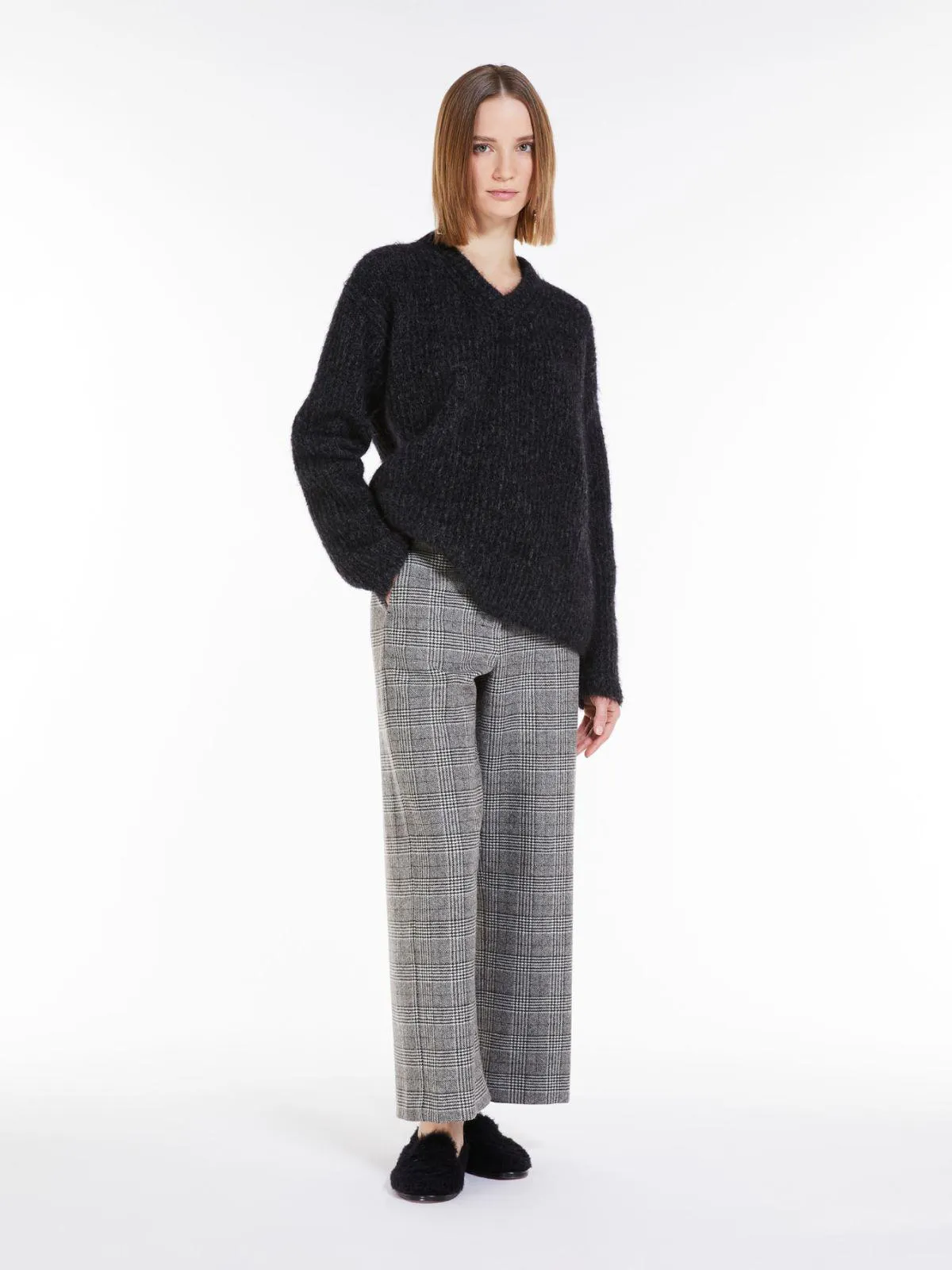 Rib-knit mohair sweater
