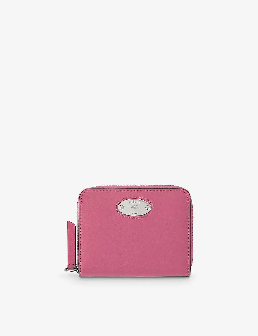 Plaque-embellished grained-leather wallet