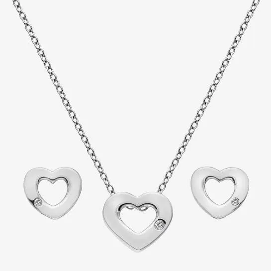 Diamond Amulets Heart Pendant & Earring Set