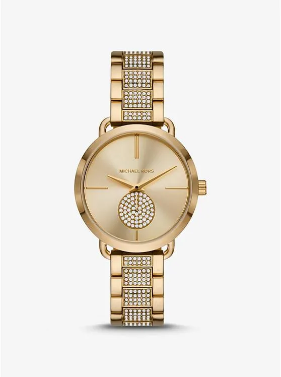 Mini Portia Pavé Gold-Tone Watch