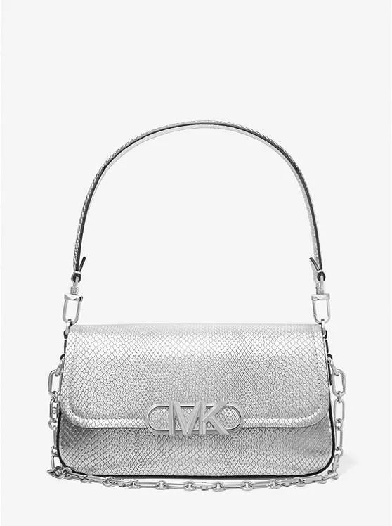 Parker Medium Metallic Snake Embossed Leather Shoulder Bag