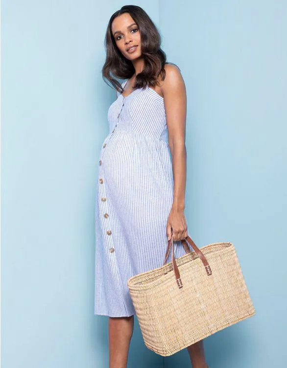 Linen & Cotton Midi Maternity & Nursing Dress