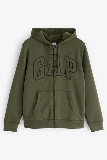 Logo Sherpa-Lined Zip Up Hoodie