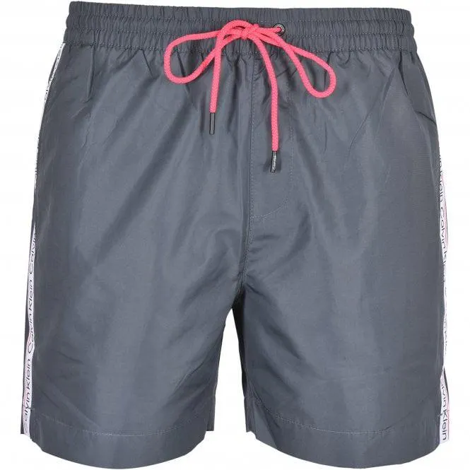 Calvin Klein Logo Tape Swim Shorts, Oil Grey