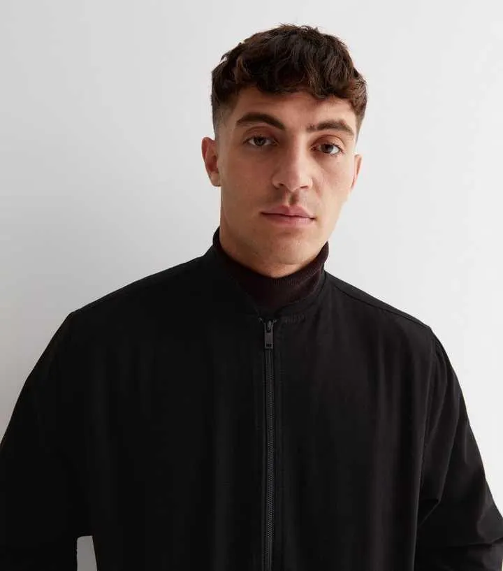 Black Twill Bomber Jacket