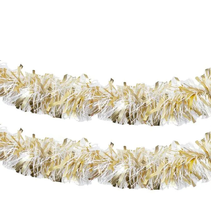 Festive Feeling 1.7 Metre Tinsel - Gold/White x2