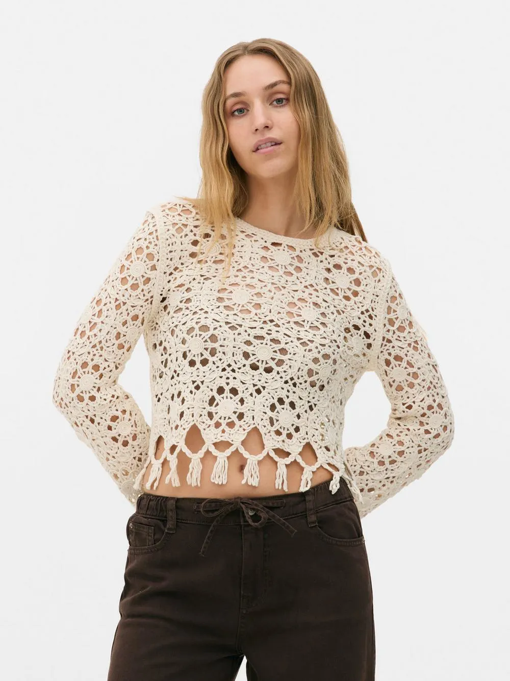 Crochet Bell Sleeve Crop Top