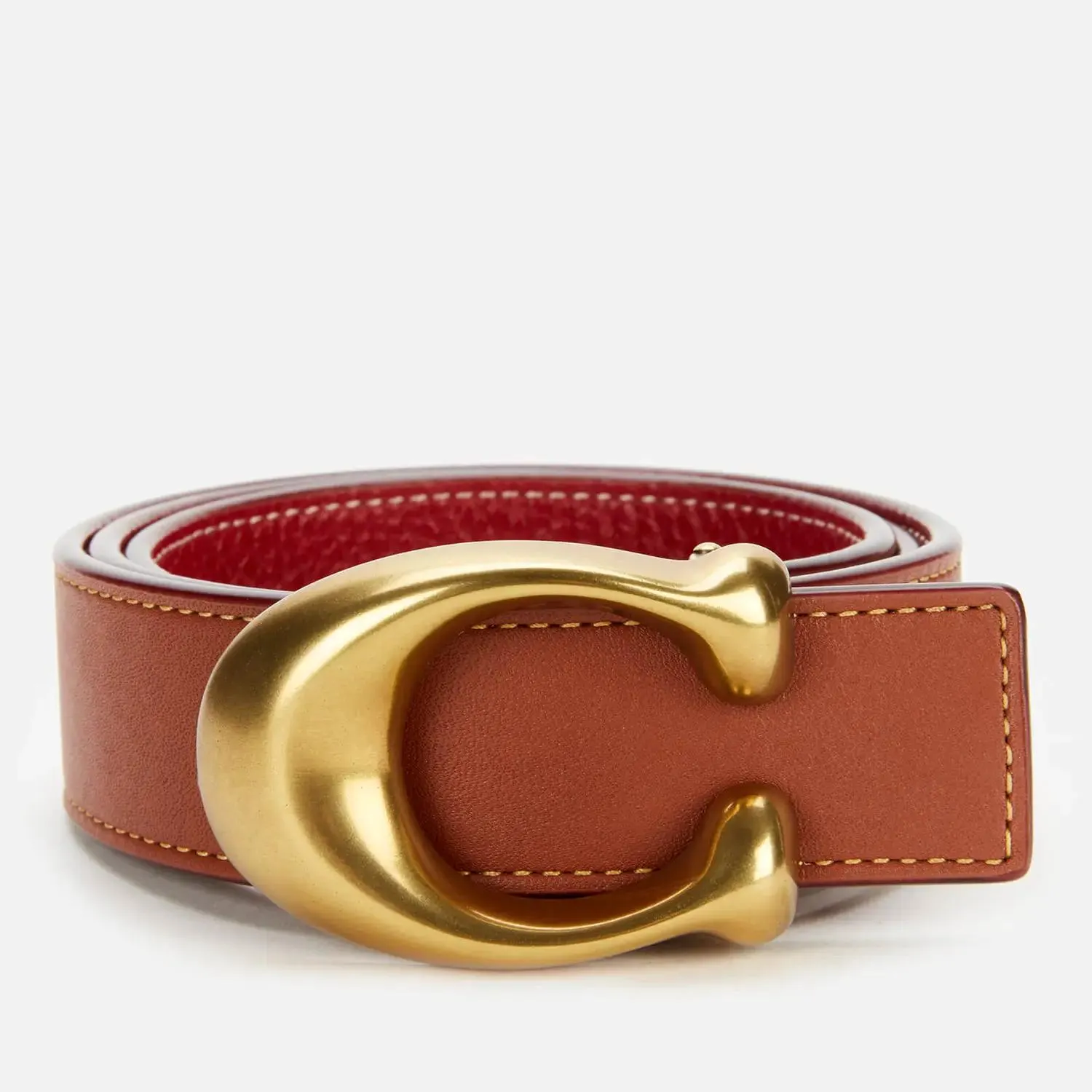 Coach Women's 32mm C Reversible Belt - Tan/Red 1941 Saddle