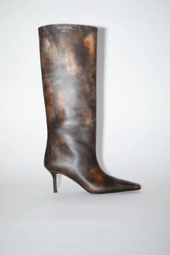 Leather heel boots