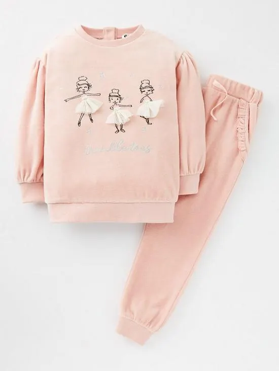 Mini V by Very Girls Ballerina Velour Jog Set