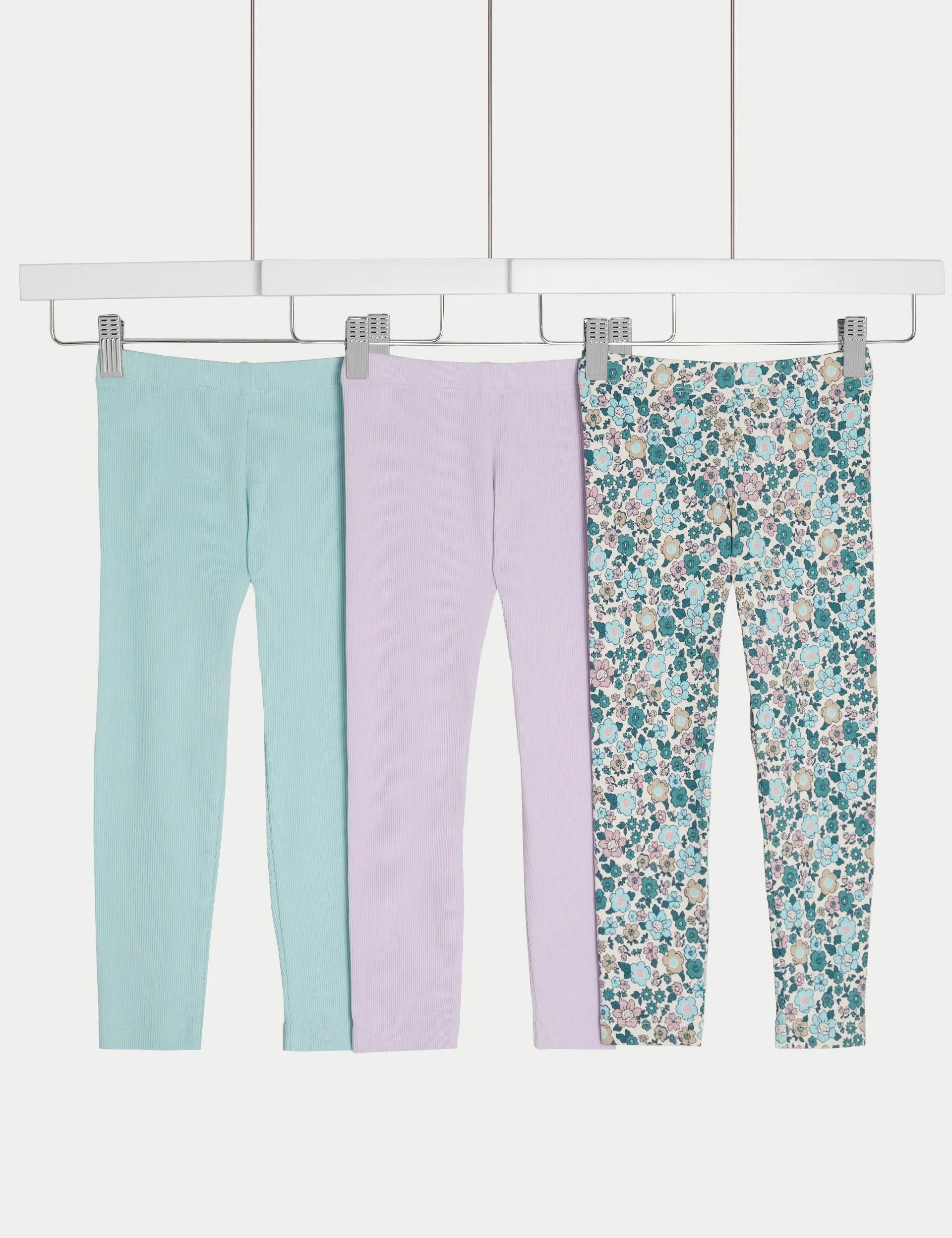 3pk Cotton Rich Ribbed Leggings (2-8 Yrs)