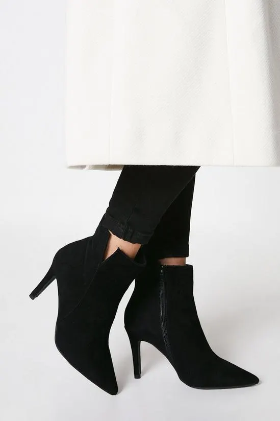 Leather Adelaide Pointed High Heels Ankle Boot