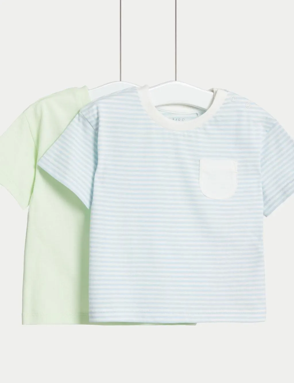 2pk Pure Cotton Striped & Plain T-Shirts (0-3 Yrs)