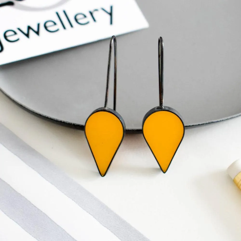 Yellow Teardrop Earrings - Large