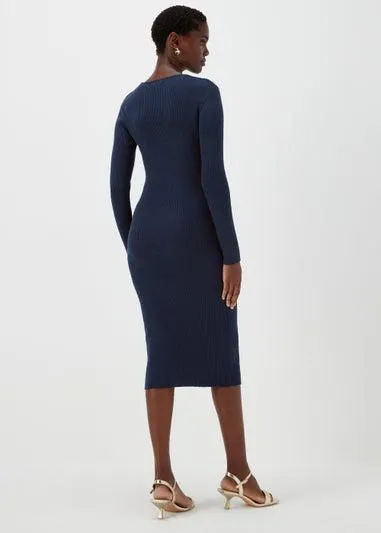 Et Vous Navy Knitted Button Dress - Size 10