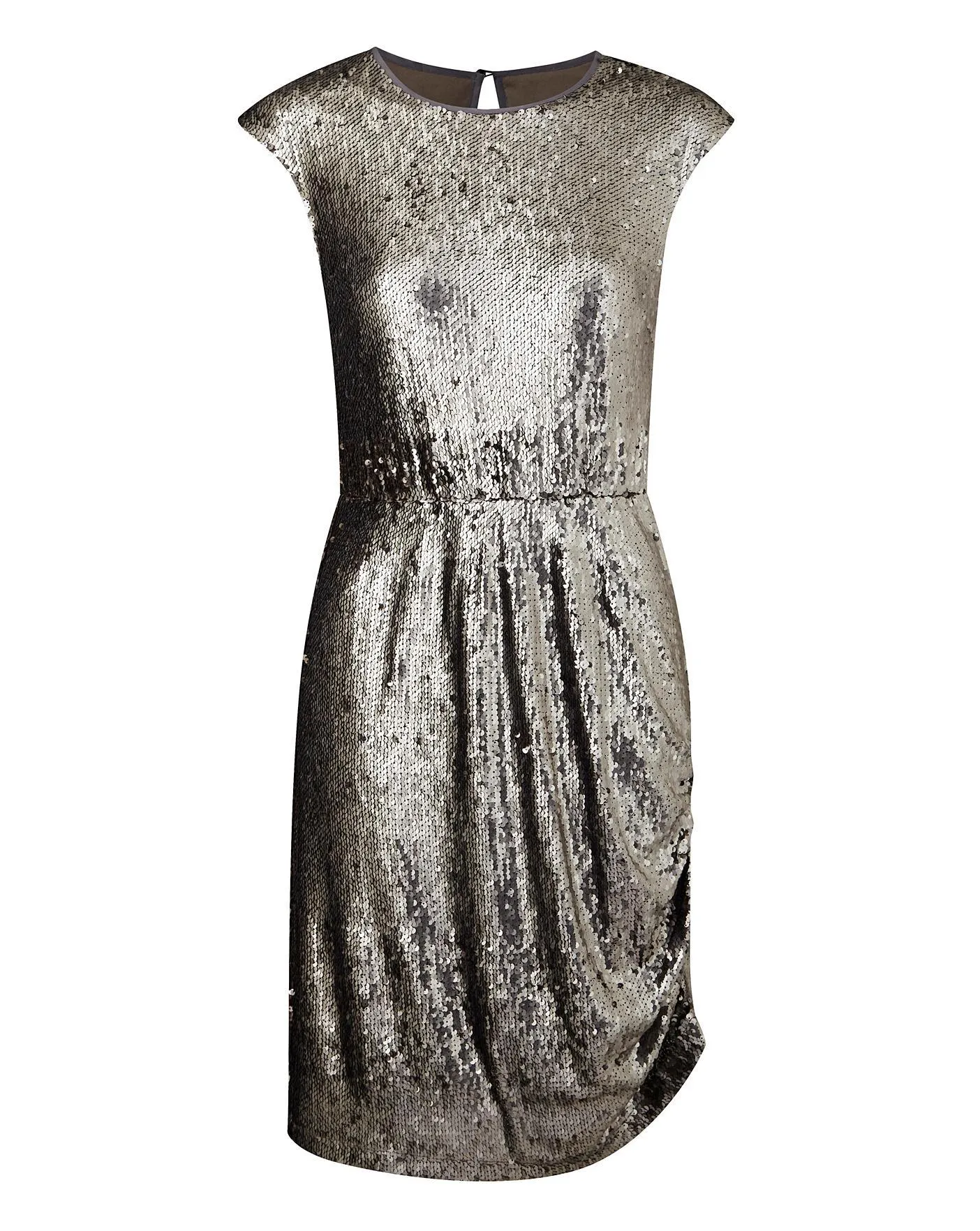 Pewter Ruched Sequin Dress