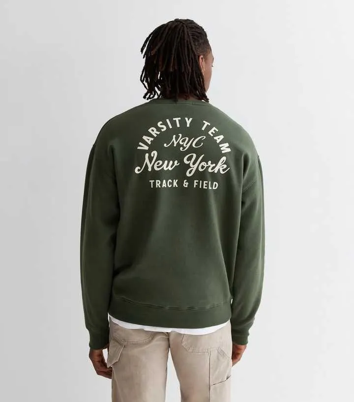 Khaki Varsity Logo Relaxed Fit Sweatshirt