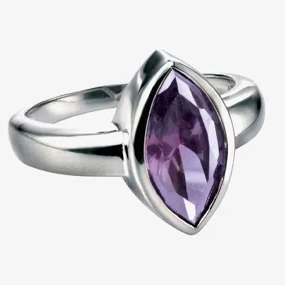 Silver Marquise Purple Cubic Zirconia Ring