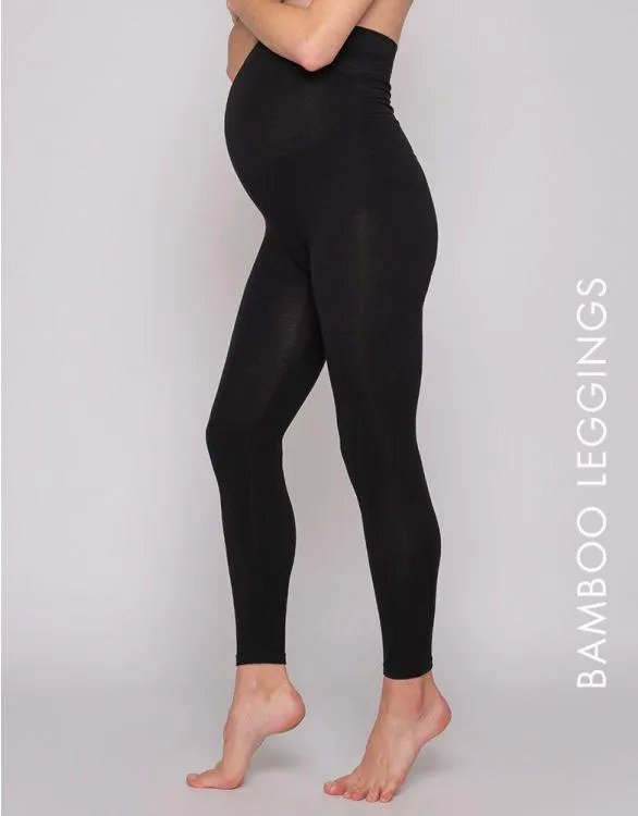 Black Bamboo Over Bump Maternity Leggings