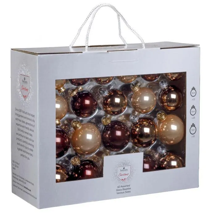 Box of 42 Brown Mix Baubles